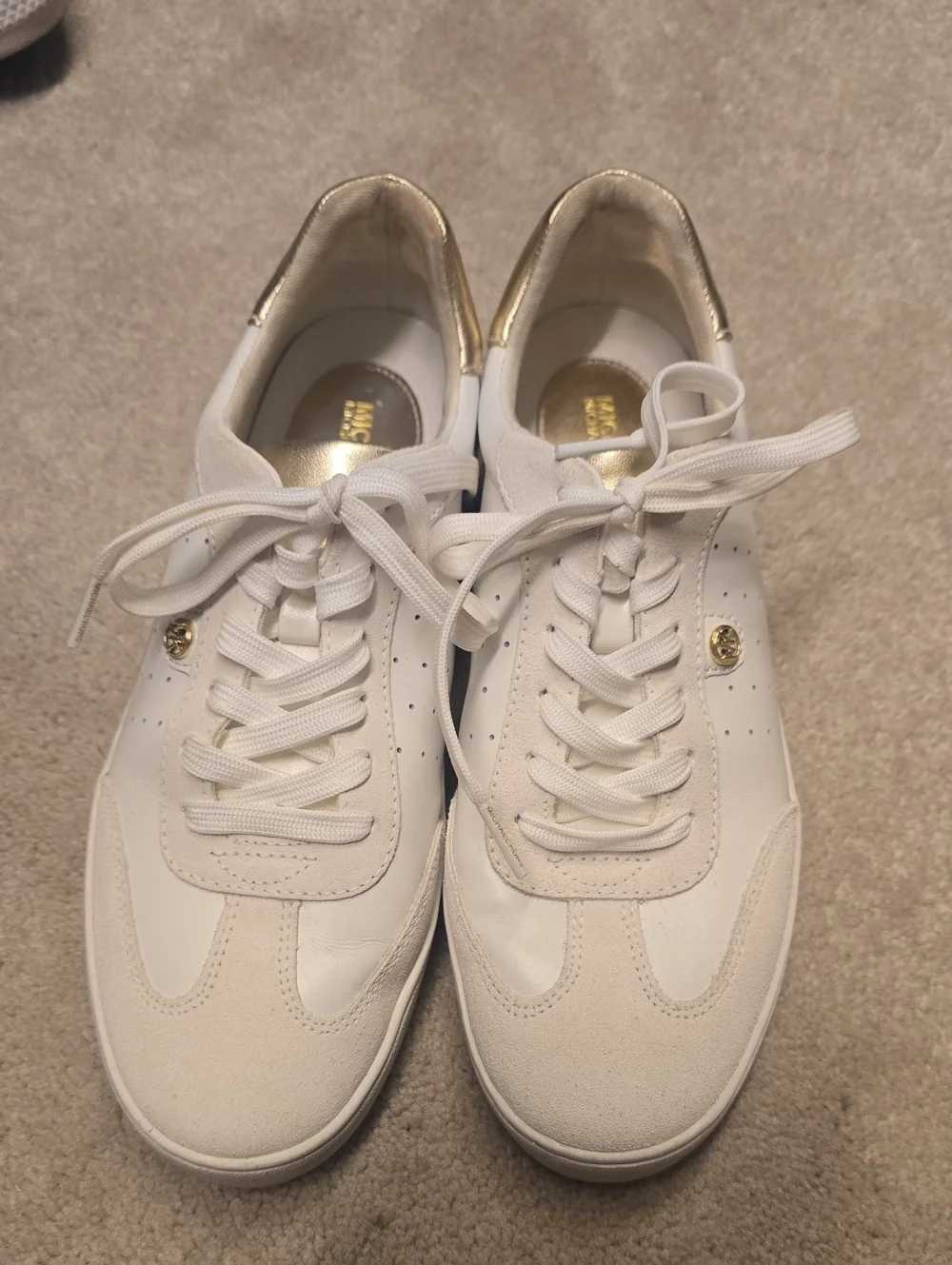 Michael Kors White Sneakers with Gold Heel Detail